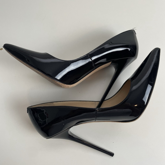 Jimmy Choo Black Patent Leather Pointed Toe Pumps Heels Size 38 Stiletto Classic - Picture 9 of 12
